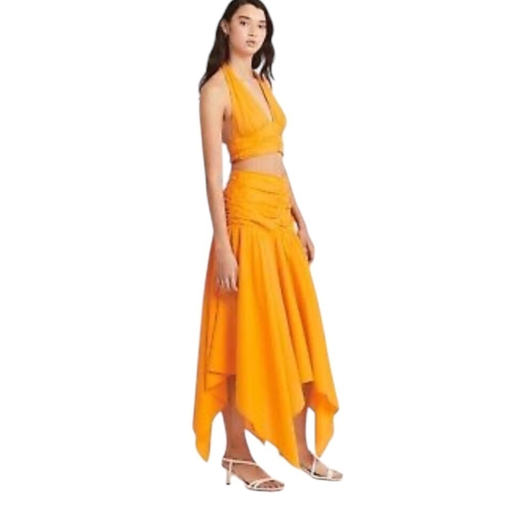 Charlie Holiday Marcey Midi Skirt Apricot Cotton Linen US 8 - Picture 11 of 11